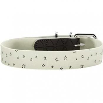 Collar HUNTER Convenience Reflectante Glow con Estrellas Talla 50, Color Blanco Fluorescente