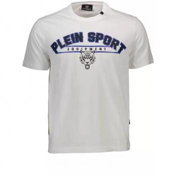 Plein Sport White Cotton T-Shirt - XXL, Male, Elegant Round Neck, Size: 2XL