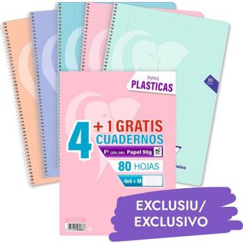 Libretas espiral Clairefontaine Mimesys Folio 80 hojas 4x4 pastel