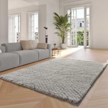 Alfombra de Interior Estilo Escandinavo Suave en Plata - 120x170 cm