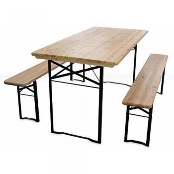 Mesa de cervecería de 180 cm con 2 bancos de madera