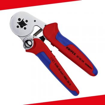 Knipex 97 55 04 - Alicate autoajustable para crimpar punteras huecas, características: diseño ergonómico, mecanismo de ajuste automático, capacidad para punteras huecas de diferentes tamaños, fabricación en acero de