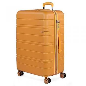 Maleta Grande San Marino Extensible en ABS Iridiscente con TSA - 113L, Color Mostaza Tornasolado