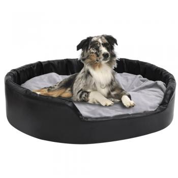 Cama para perros negra y gris 99x89x21 cm felpa y cuero sintético