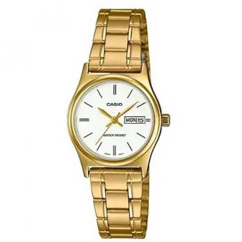 Casio Women's Yellow Gold Bracelet Watch LTP-V006G-7B with White Dial