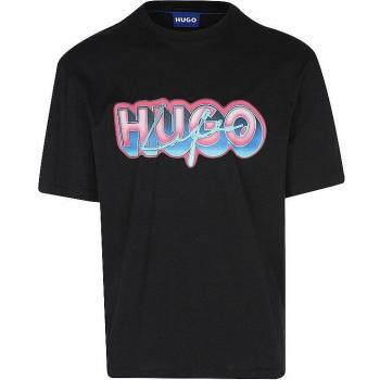 HUGO Camiseta Negra de hombre manga corta en algodón