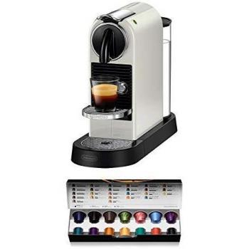 Nespresso De'Longhi Citiz EN167.W - Cafetera monodosis de cápsulas Nespresso, compacta, 19 bares, apagado automático, color blanco, Incluye pack de bienvenida con 14 cápsulas