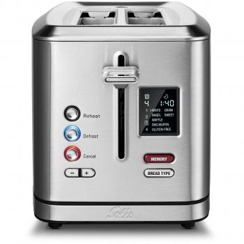Solis Flex Toaster 8004 - Sandwichera Toster Griller con función para bagels, ranuras extra anchas, 7 programas y calentador de sándwich - Color plata