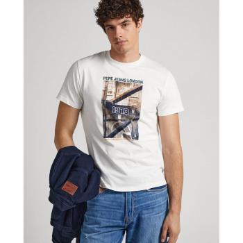 Camiseta Pepe Jeans manga corta blanca con estampado fotográfico Wilbur