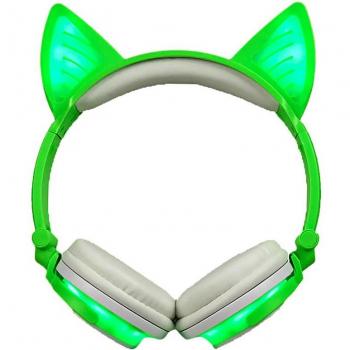 Auriculares Inalámbricos Bluetooth Plegables con Orejas de Gato Parpadeantes y Luz LED para Niños - Holyhah