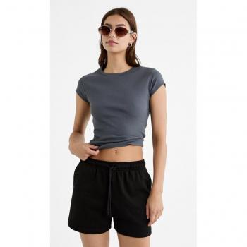 Black Plush Drawstring Shorts XS
