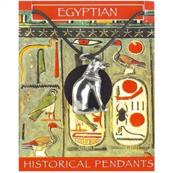 Egyptian Cat Pendant Pewter Egypt Goddess Bastet Bast Gift Cord Necklace Charm