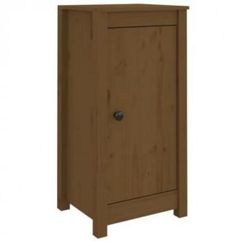 Aparador de madera maciza de pino marrón miel 40x35x80 cm con 1 puerta, mueble de almacenaje para salón, buffet y armario auxiliar