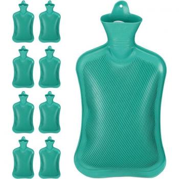 9 Bolsas de Agua Caliente Duraderas 2L, Botella Térmica Segura, Caucho Sin Olor, Color Turquesa