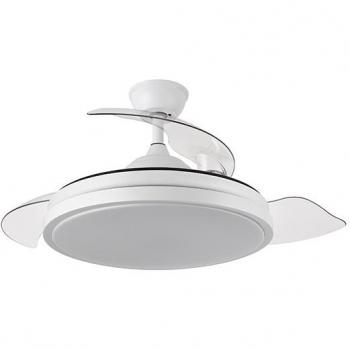 Ventilador de Techo Retráctil Blanco con Luz LED y Temporizador - 3 Aspas - 107 cm