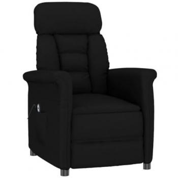 Sillón reclinable eléctrico de piel de ante sintética negro con reposapiés ajustable y diseño ergonómico