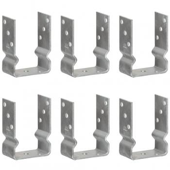 Anclajes de Valla 6 uds Acero Galvanizado Plateado 10x6x15 cm