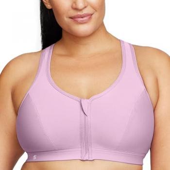 Glamorise Front-Zip Wireless Sports Bra - Lavender Women's Underwear