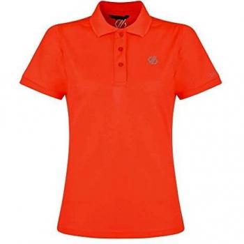 Dare2b Set Forth-Polo De Ciclismo, Tejido Ligero, Cuello Acanalado, Bolsillo con 3 Compartimentos, Detalles Reflectantes T-Shirts/Polos/Vests, Mujer, Fiery Coral, 10