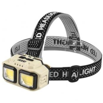 Linterna Frontal Recargable USB COB Doble Impermeable con Luz Blanca y Roja, 4 Modos para Pesca, Camping y Construcción