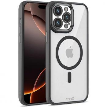 Funda Magnética Transparente Cool con Borde Negro para iPhone 16 Pro Max