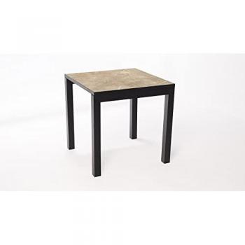 Mesa Cerámica Luxury Noce 90x90x75cm Negra, Apta para Interior y Exterior, Superficie Porcelánica y Estructura de Acero SmarTile