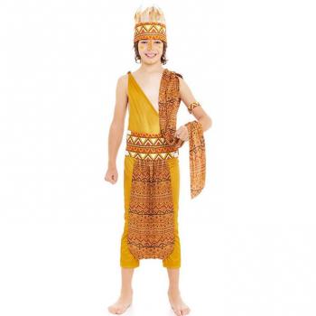 Disfraz de Tribal Africano amarillo y marrón para niño