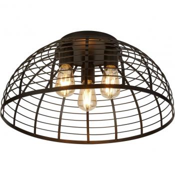 Plafón Cage II 3 luces diseño de jaula metal negro mate