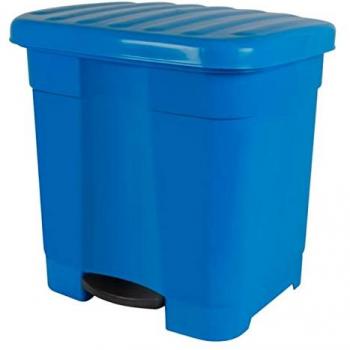 Cubo de Basura Acan Tradineur Azul con Pedal 46 litros, Plástico, 45,5 x 43,5 x 39 cm, Contenedor de Basura con Separador para Dos Bolsas, Fabricado