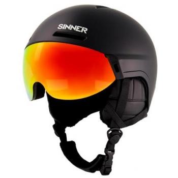 Sinner Montblanc Visor Ski Helmet with Integrated Sunglasses for Men, Size 57, Matte Black