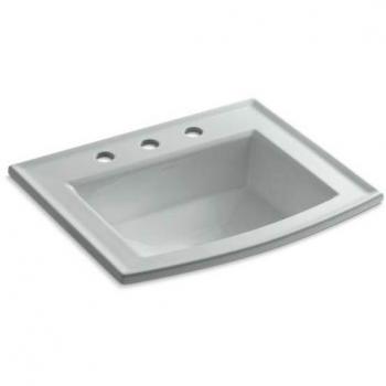 Kohler Archer Ice Grey Drop-in Bathroom Sink with Overflow and 8'' Widespread Faucet Holes