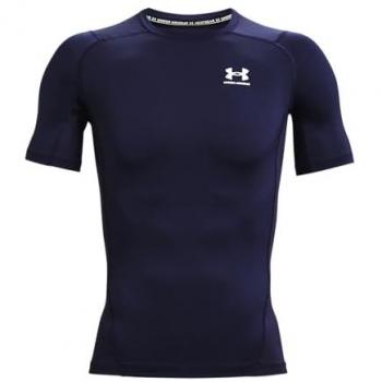 Camiseta de manga corta HeatGear® Armour para hombre, modelo 1361518, compresión, color azul oscuro con detalles en blanco, talla XXL