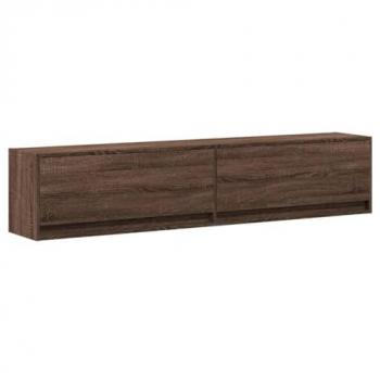 Mueble de TV de pared con LED marrón roble 180x31x38 cm