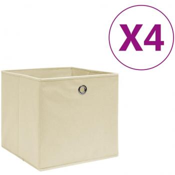 vidaXL Storage Boxes 4 pcs Non-woven Fabric 28x28x28 cm Cream