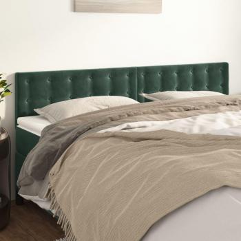 Cabeceros de terciopelo verde oscuro vidaXL - 2 unidades, dimensiones 90x5x78/88 cm