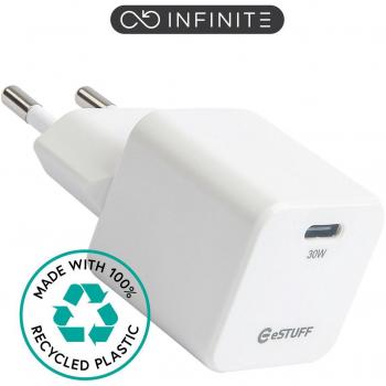 Cargador USB-C eSTUFF INFINITE 30W para Dispositivos Móviles Blanco Carga Rápida EU PD