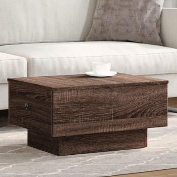 Mesa de centro de madera de ingeniería 60x45x31 cm en colores Blanco, Negro y Roble Sonoma, adecuada para salón o comedor, también conocida como mesita auxiliar o mesa de café