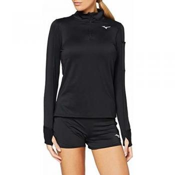 Mizuno Vortex Warmalite HZ Camiseta, Mujer, Negro, Medium