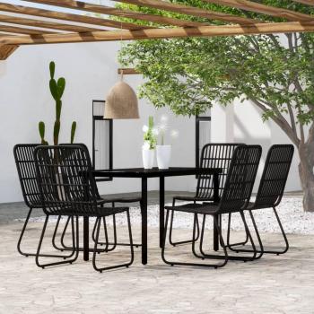vidaXL 7-Piece Black Garden Dining Set