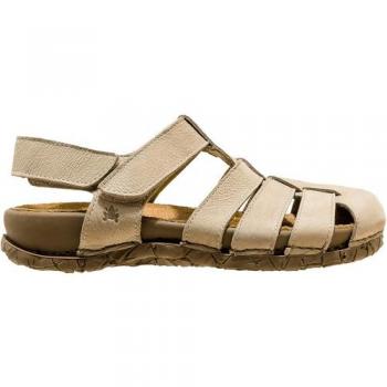 Sandalias de Piel Unisex El Naturalista N5862 Tabernas Gris con Velcro, Planas, Casual Talla 42
