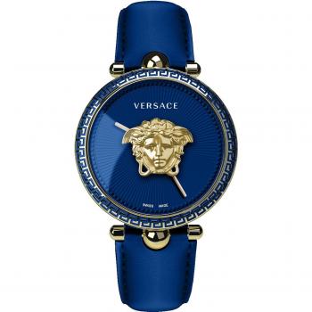 Versace Blue Leather Palazzo Empire Quartz Watch, female, Blue, Size: ONE SIZE