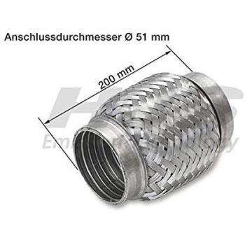 Unión flexible de escape HJS 83 00 8515, tubo flexible de acero inoxidable Interlock para Volkswagen Golf 5 y Caddy 3