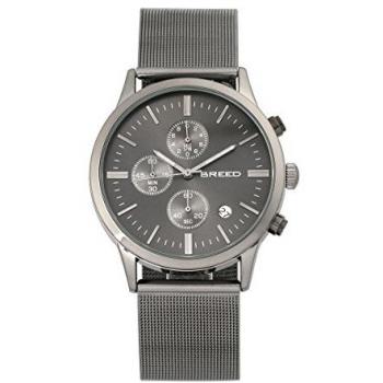 Breed Espinosa Gunmetal Black Chronograph Mesh Bracelet Watch with Date