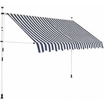 vidaXL Manual Retractable Awning 250 cm Blue and White Stripes
