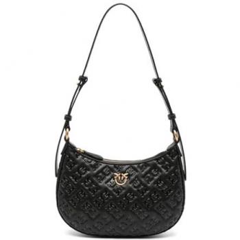 PINKO Leather Shoulder Bag Love Birds Buckle, Black, Female, Size: ONE SIZE