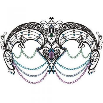 amscan- Mermaids and Sirens Filigree Masks-1 Pc Máscaras de Filigrana Sirenas, 1 Unidad, Color Negro
