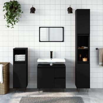 Mueble de baño negro 65x33x60 cm madera multicapa Vidaxl - Armario de baño madera contrachapada negro 65x33x60 cm Negro