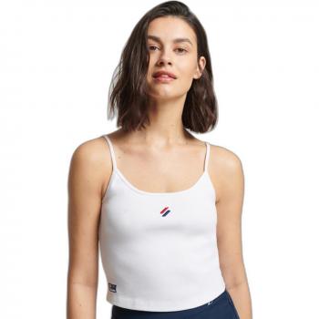 Camiseta sin mangas Superdry Code Esencial Blanca para Mujer