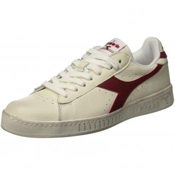 Diadora Game L Low Waxed Unisex Sneakers - White Red Vintage Leather