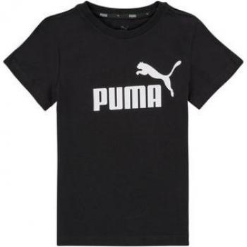 Puma Essential Logo Kids T-Shirt - Black Cotton, Size 116